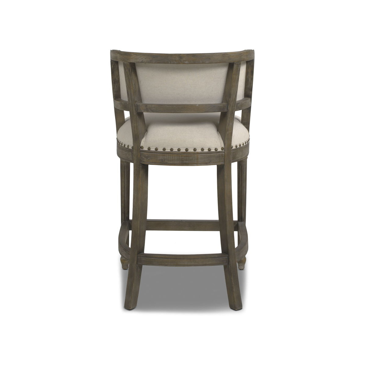 Farmhouse Counter Height Bar Stool with Backrest - Beige