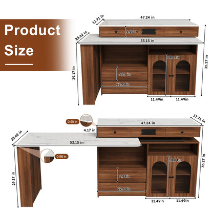Extendable Kitchen Island with Rotating Table