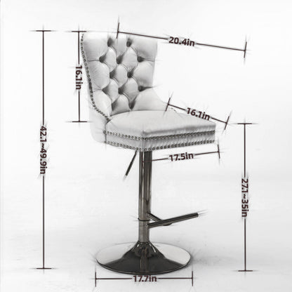 Modern Upholstered Swivel Barstools with Adjustable Height - Set of 2