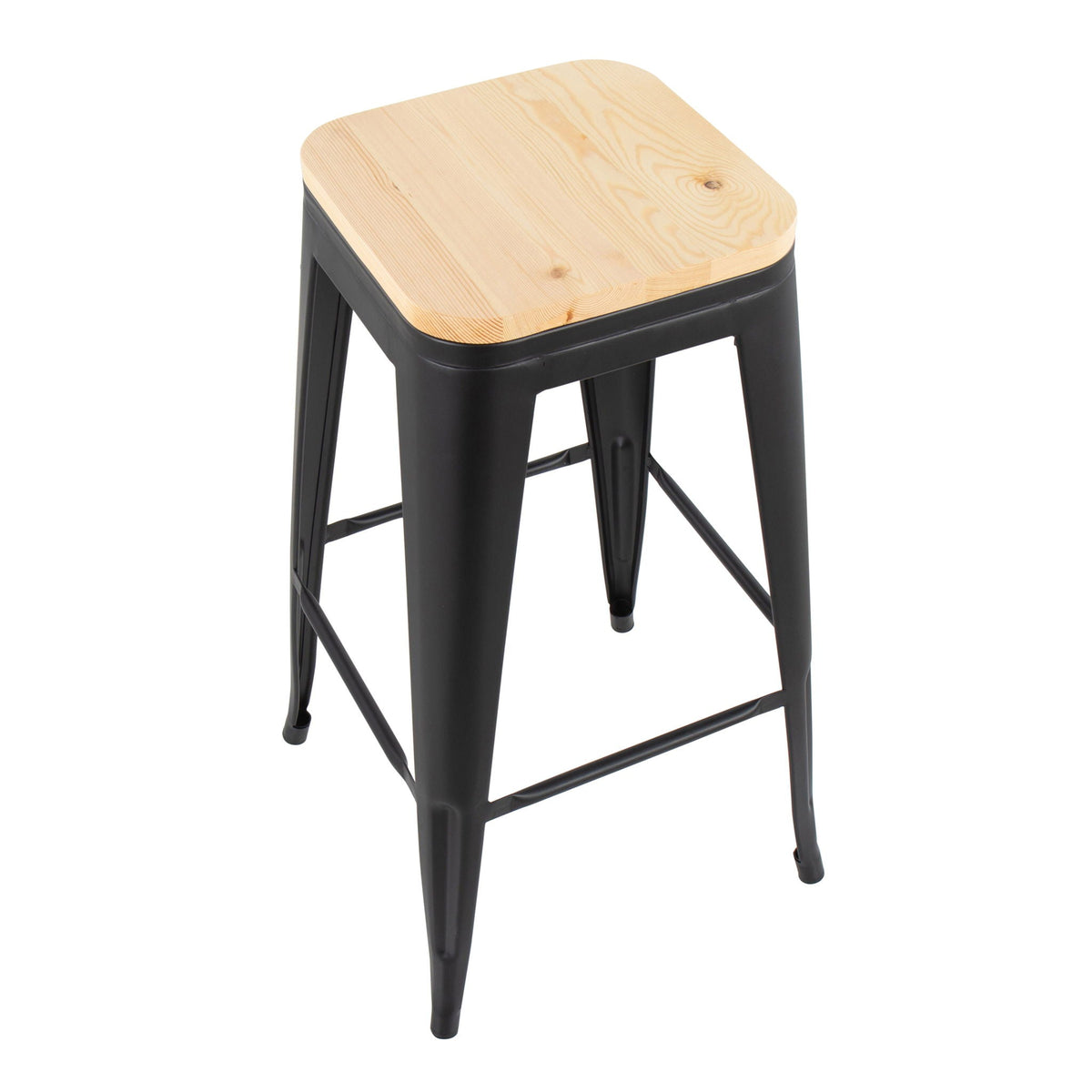 Contemporary Barstool Set of 2 with Stackable Design - Black or White