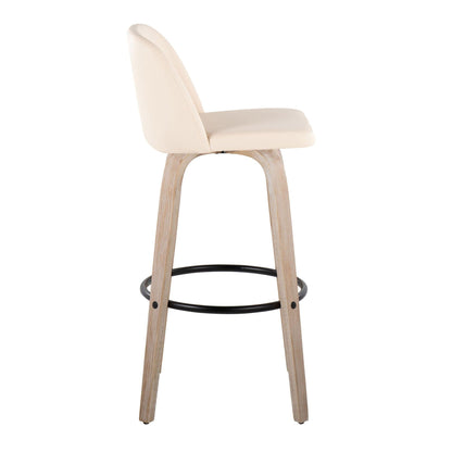 Mid-Century Modern Fixed Height BarStool Set with Swivel Footrest - Multiple Colors