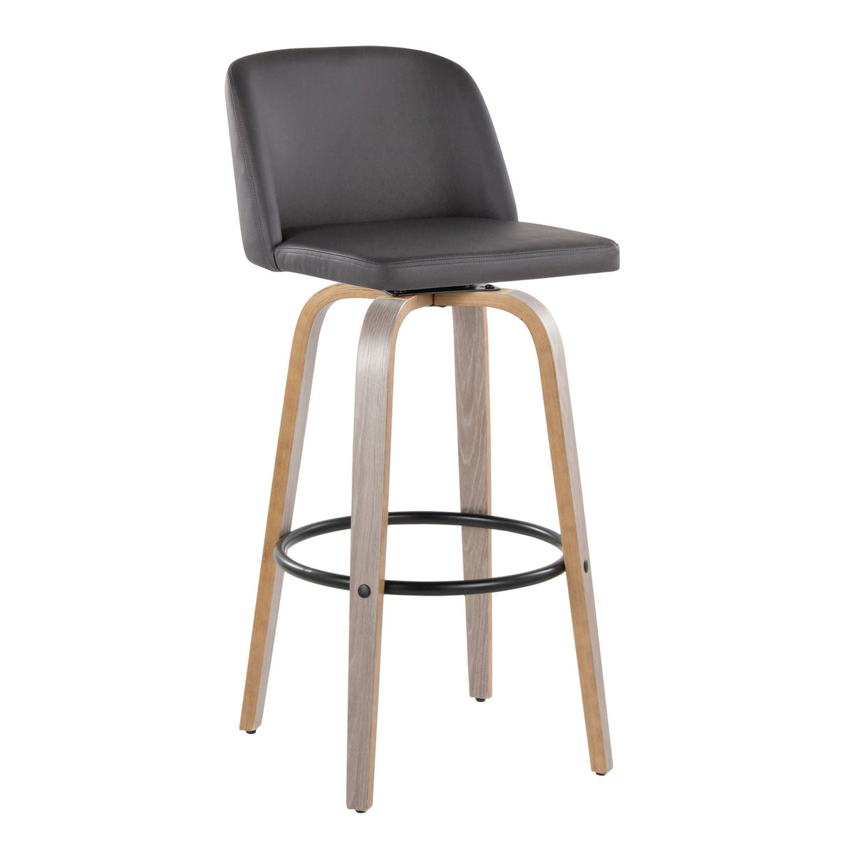 Mid-Century Modern Fixed Height BarStool Set with Swivel Footrest - Multiple Colors
