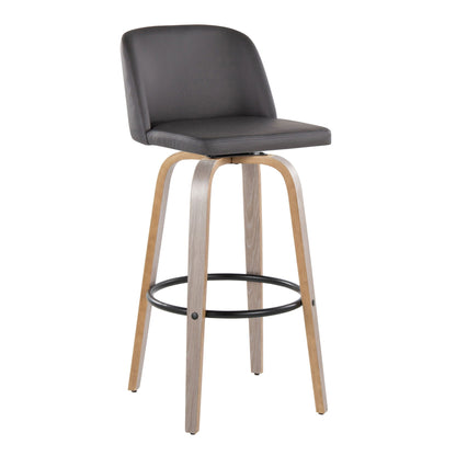 Mid-Century Modern Fixed Height BarStool Set with Swivel Footrest - Multiple Colors