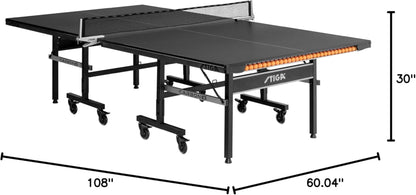 Carbon Series Indoor Table Tennis Table with 15Mm - 18Mm Performance Top, Quickplay Assembly, Built-In Ball Storage, Foldable Playback Mode & Lockable Casters