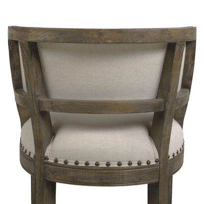 Farmhouse Counter Height Bar Stool with Backrest - Beige