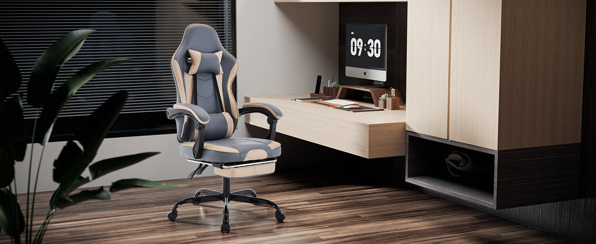 Ergonomic Gaming Chair with Massage Lumbar Support & Footrest