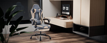 Ergonomic Gaming Chair with Massage Lumbar Support & Footrest