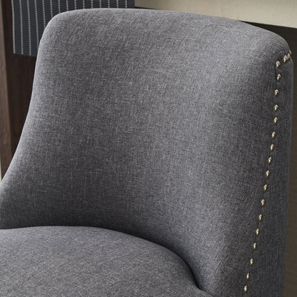Upholstered Swivel Bar Stool Set with High Back and 360° Rotation - Blue or Dark Gray