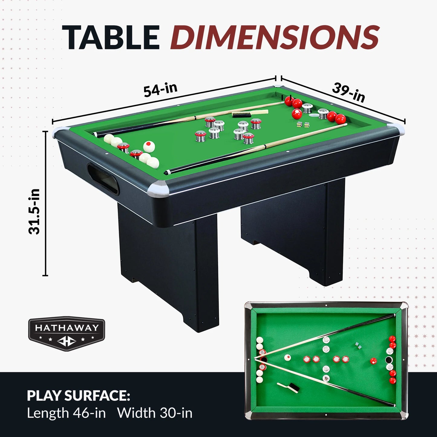 Renegade Slate Bumper Pool Table, 54-In, Green
