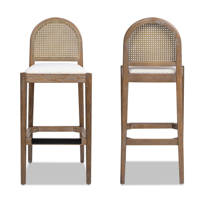 Curved Back Cane Bar Stools with Natural Cane Webbing - Black or White
