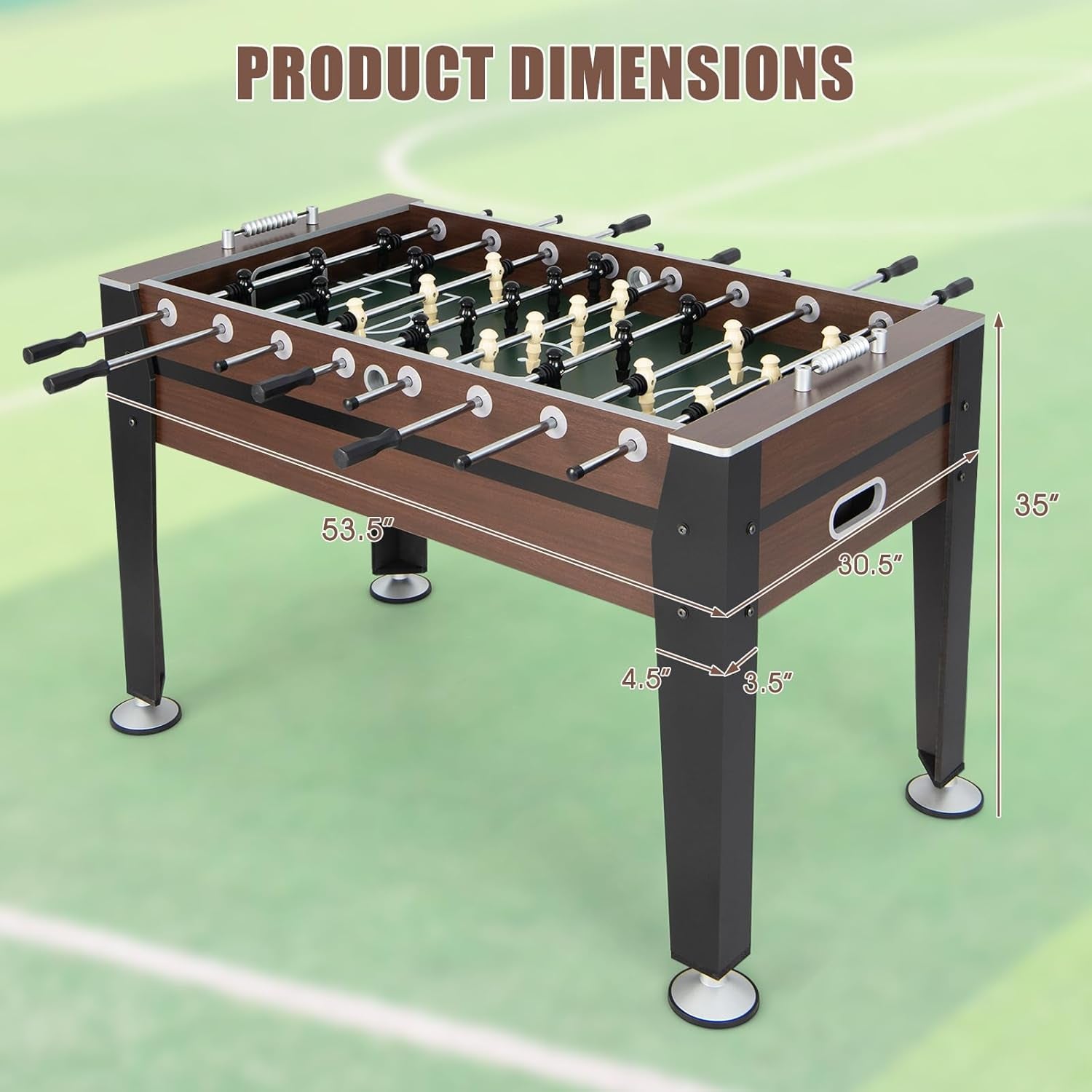 54" Foosball Table for Adults, Full Sized Game Tables with 2 Balls, Wood Arcade Soccer Table Game for Indoor Game Room Family Night