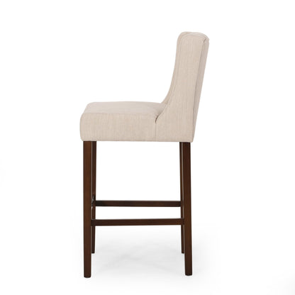 Upholstered Barstool with Button Tufted Wing Back - Multiple Colors