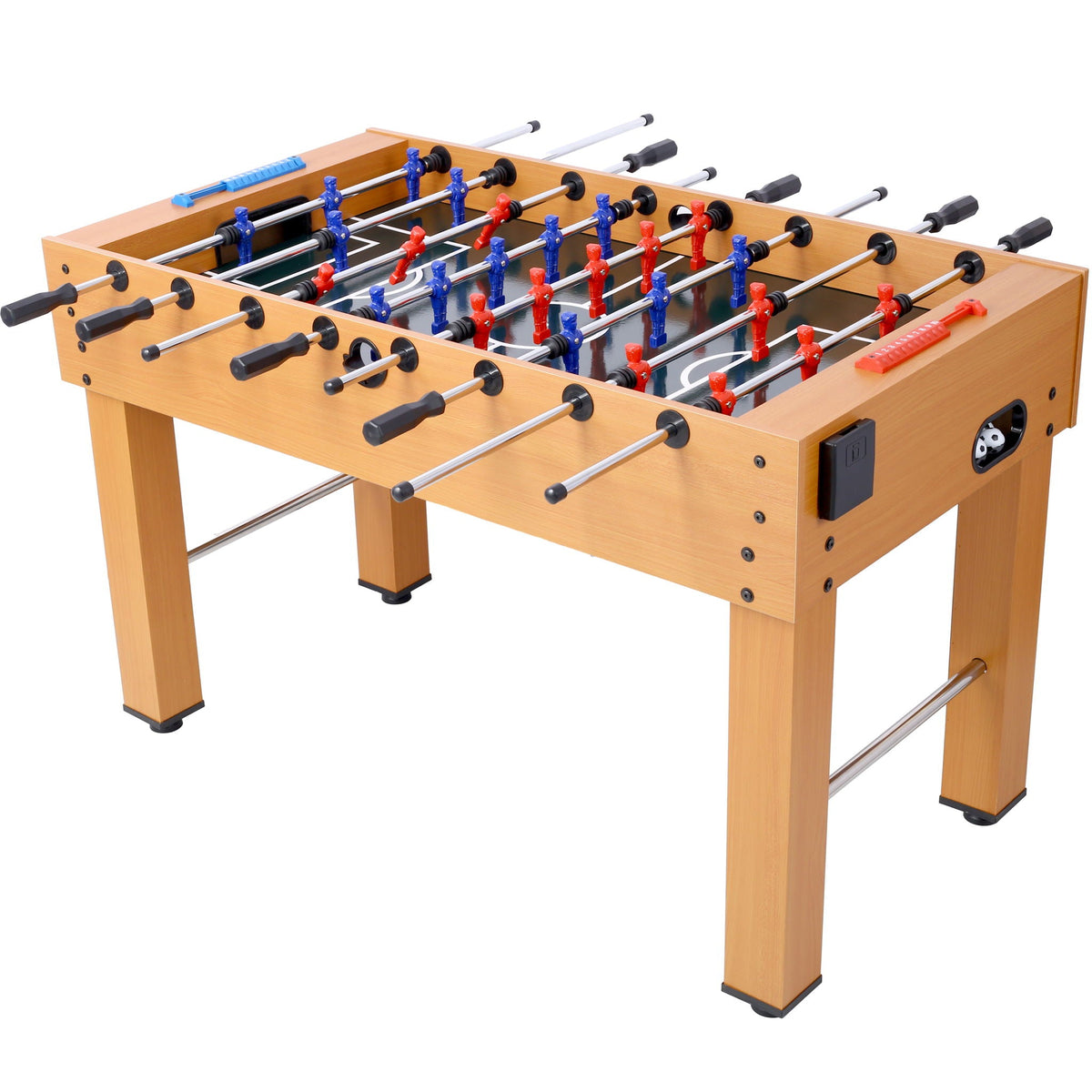 Hurricane Foosball Table with Steel and Wood Construction - Yellow, Black, or Light Brown