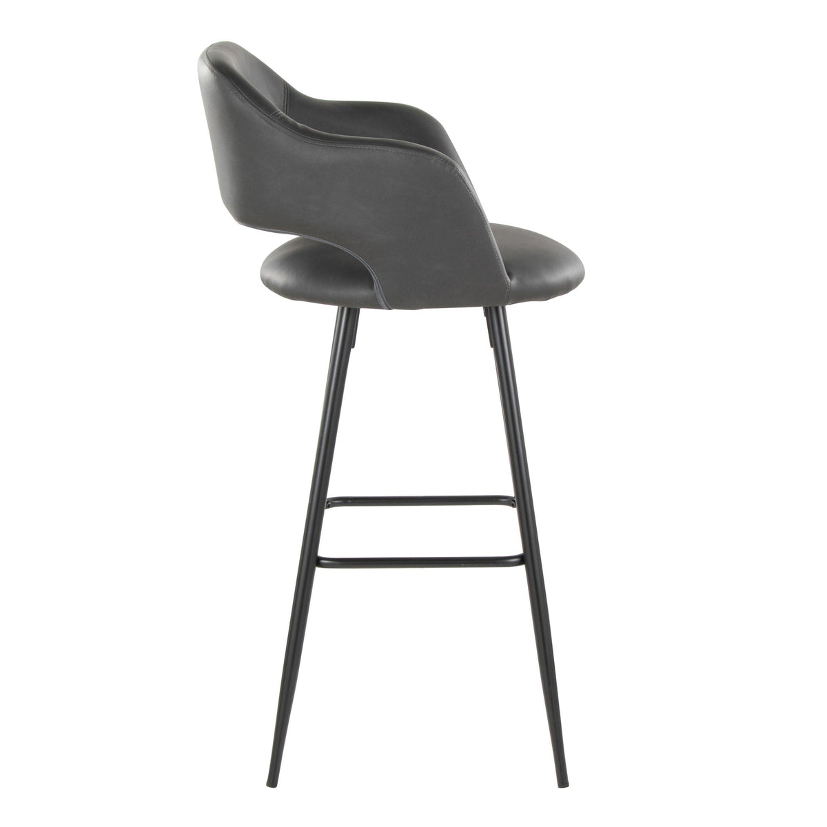 Contemporary Fixed Height Barstool Set of 2 with Square Footrest - Multiple Colors
