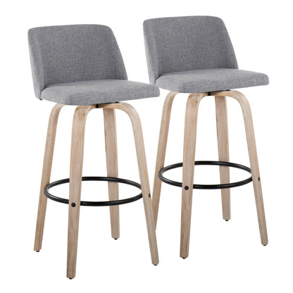 Mid-Century Modern Fixed Height BarStool Set with Swivel Footrest - Multiple Colors