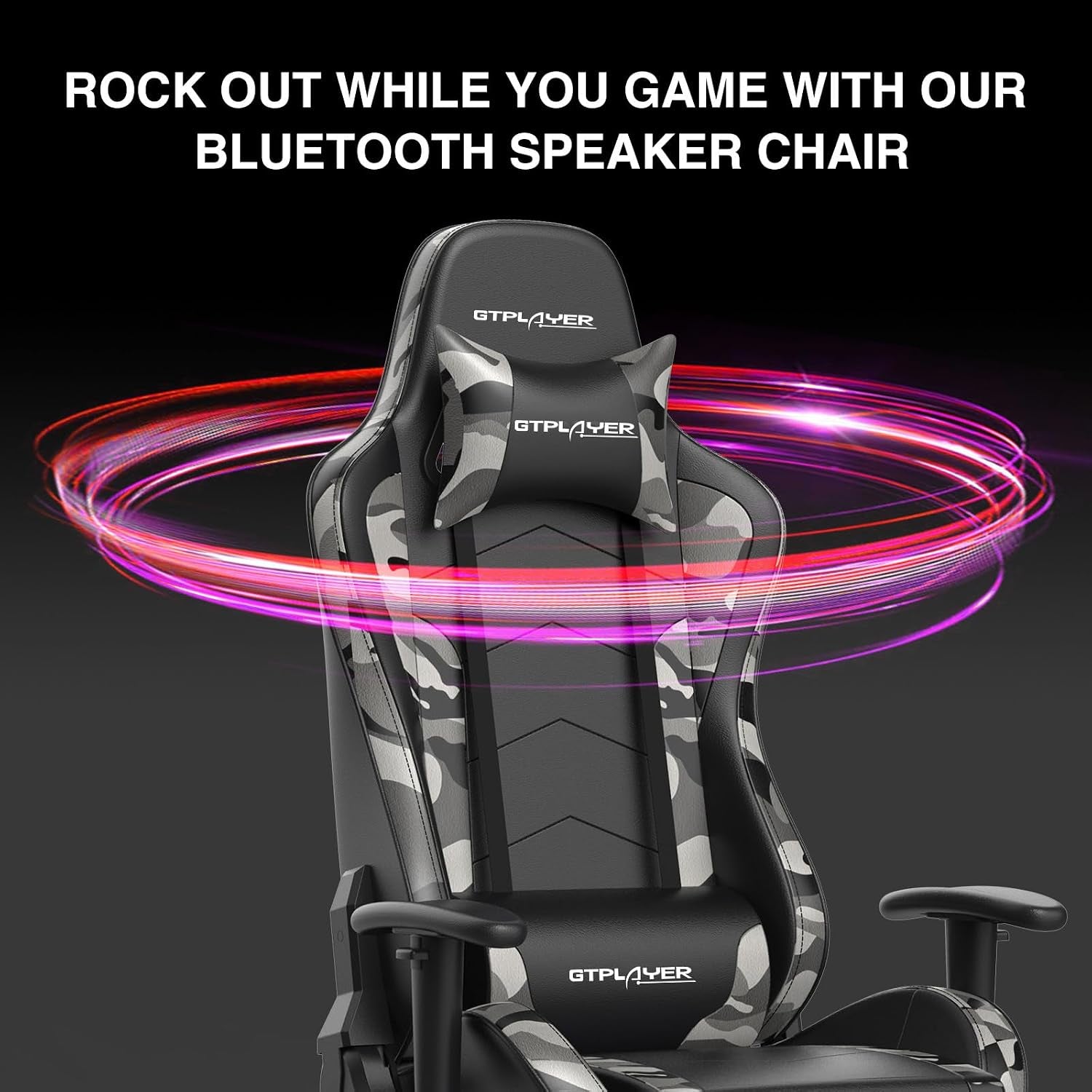 Gaming Chair with Footrest Speakers Video Game Chair Bluetooth Music Heavy Duty Ergonomic Computer Office Desk Chair