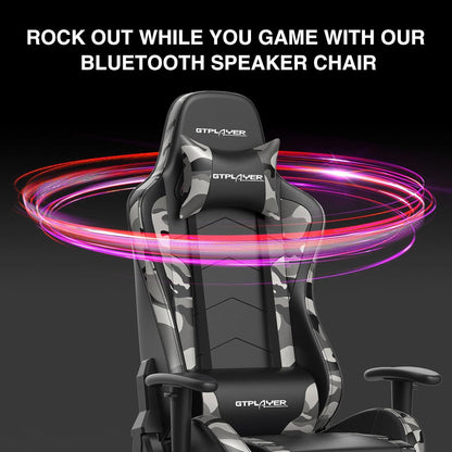Gaming Chair with Footrest Speakers Video Game Chair Bluetooth Music Heavy Duty Ergonomic Computer Office Desk Chair