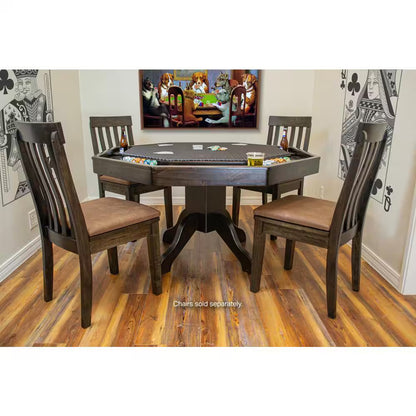 Experience Ultimate Gaming with the Lost Mill Mocha Oak 8-Station Poker Table