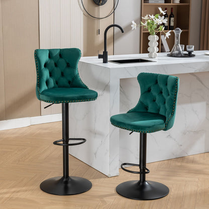 Modern Adjustable Swivel Barstools with Tufted Back - Multiple Colors (Set of 2)