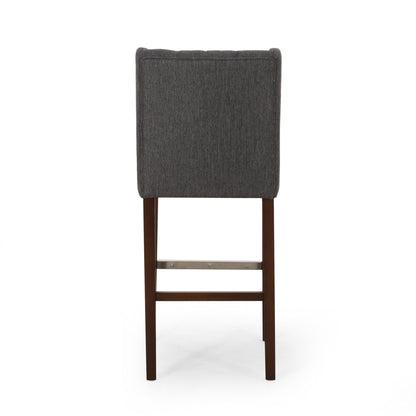 Upholstered Barstool with Button Tufted Wing Back - Multiple Colors