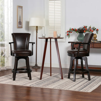 Swivel Counter Height Bar Stool with High Backrest and Solid Hardwood - Multiple Colors