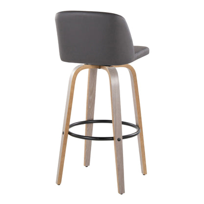 Mid-Century Modern Fixed Height BarStool Set with Swivel Footrest - Multiple Colors