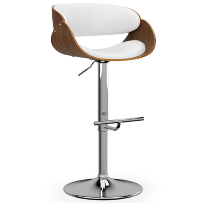 Mid Century Modern Adjustable Swivel Bar Stool with Bentwood Frame - Black, Light Blue, Dark Gray, White