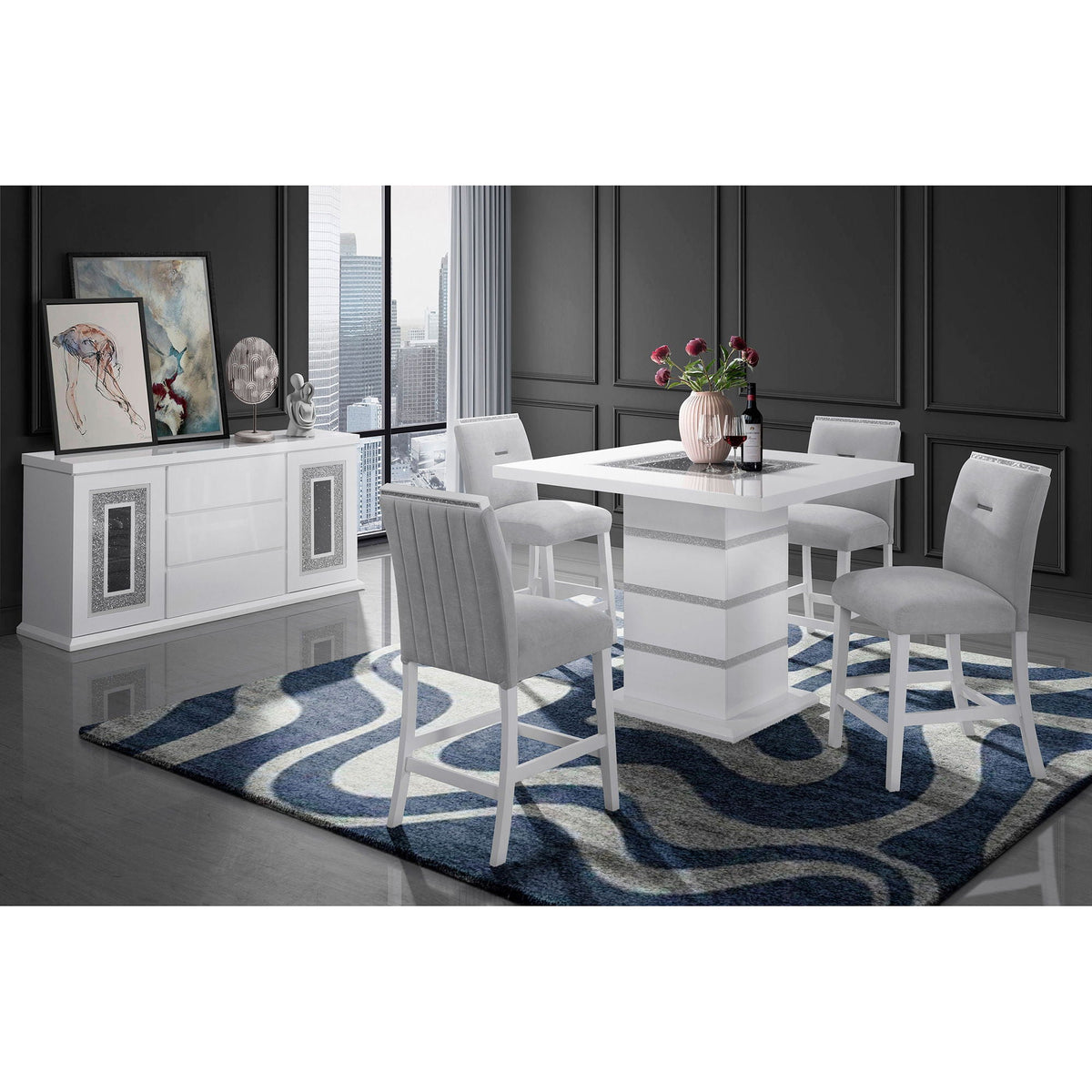 Gray Bar Stool Set of 2 with Padded Seat - Ariya