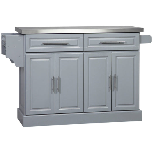 Rolling Beverage and Activity Island with Stainless Steel Top