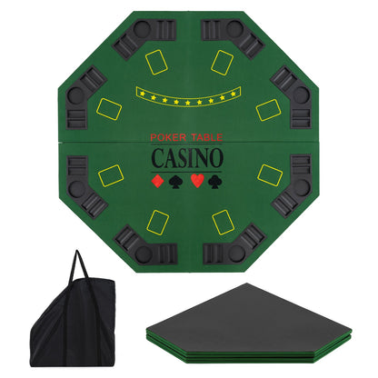 8-Player Foldable Poker Table Top with Carrying Bag-Green