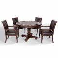 Bridgeport 2 in 1 round Poker Table and Chairs Set for Dining & Game Rooms – Furniture Grade Hardwood, Sturdy Pedestal Legs, Drink Holders, Chip Slots – Includes 4 Poker Table Chairs - Walnut