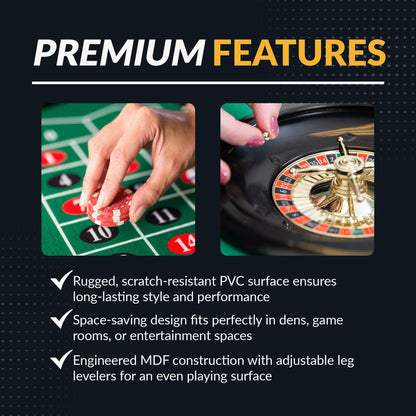 Hathaway Monte Carlo 48-in Roulette Table 4-in-1 Casino Multi-Game Set - Black