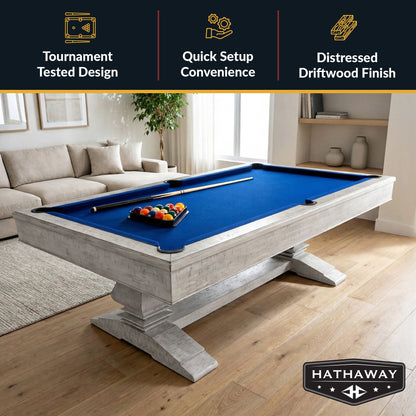 Hathaway Montecito 8-ft Pool Table- Driftwood Finish with Blue Felt