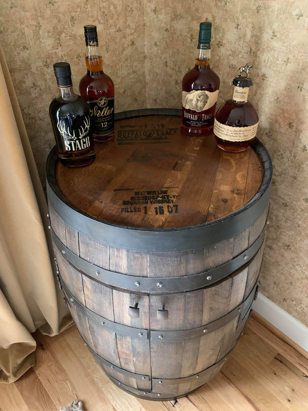Buffalo Trace Whiskey Barrel Bar Cabinet