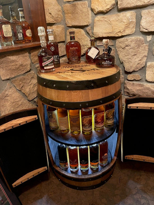 Buffalo Trace Whiskey Barrel Bar Cabinet