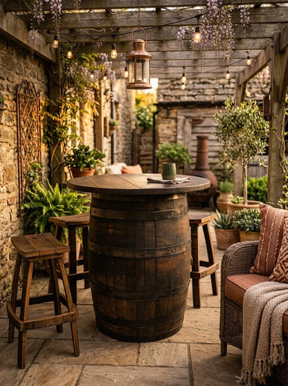 Bourbon Barrel Bistro/Patio Table with optional stools - Indoor/Outdoor