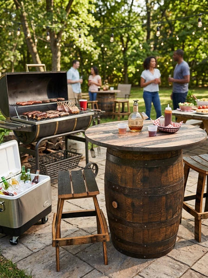 Bourbon Barrel Bistro/Patio Table with optional stools - Indoor/Outdoor