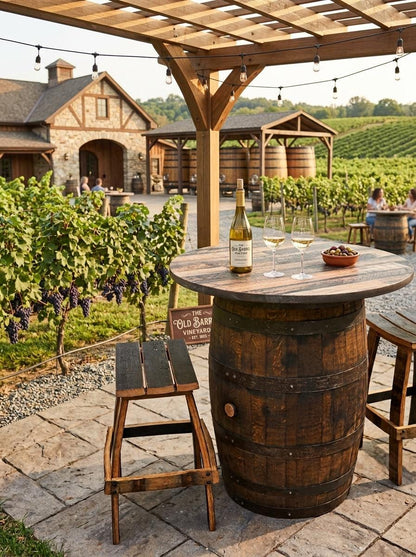 Bourbon Barrel Bistro/Patio Table with optional stools - Indoor/Outdoor