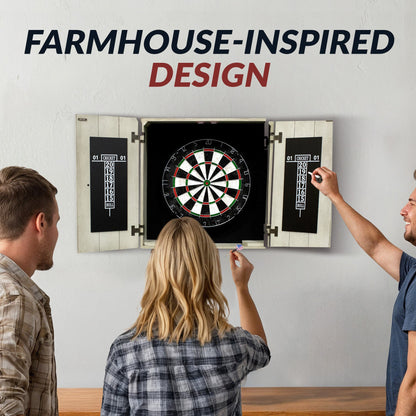 Hathaway Drifter Bristle Dartboard and Cabinet Set - Rustic Gray