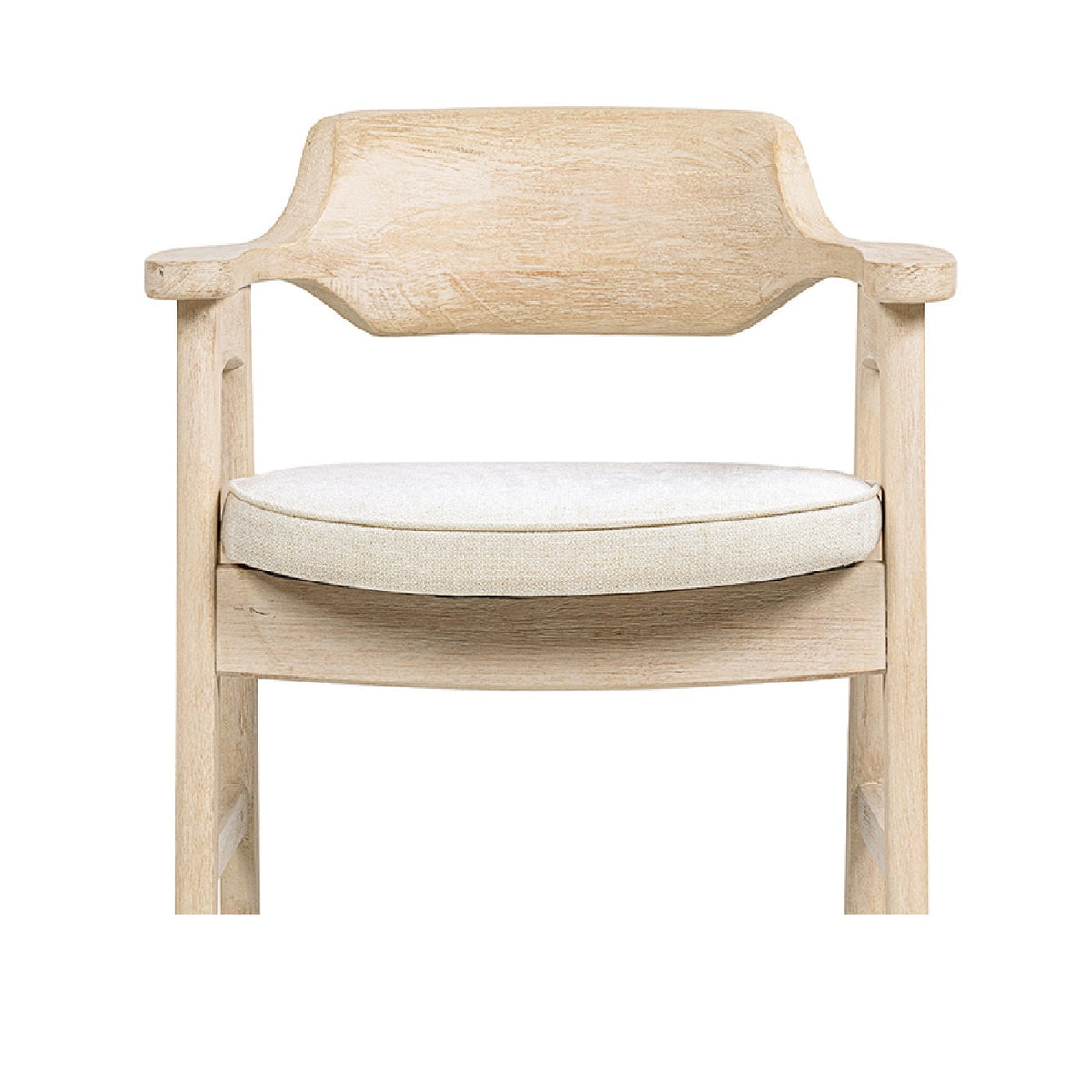 29.5" Upholstered Reclaimed Pine Bar Stool with Chenille Seat - Light Beige