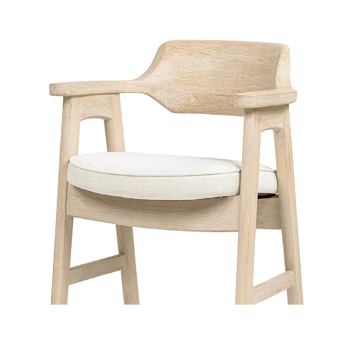 29.5" Upholstered Reclaimed Pine Bar Stool with Chenille Seat - Light Beige