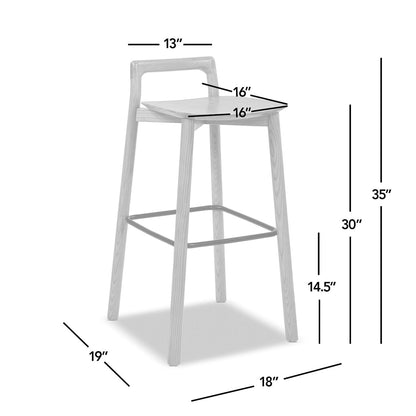 Modern Minimalist Low Back Barstool with Iron Footrest - Walnut