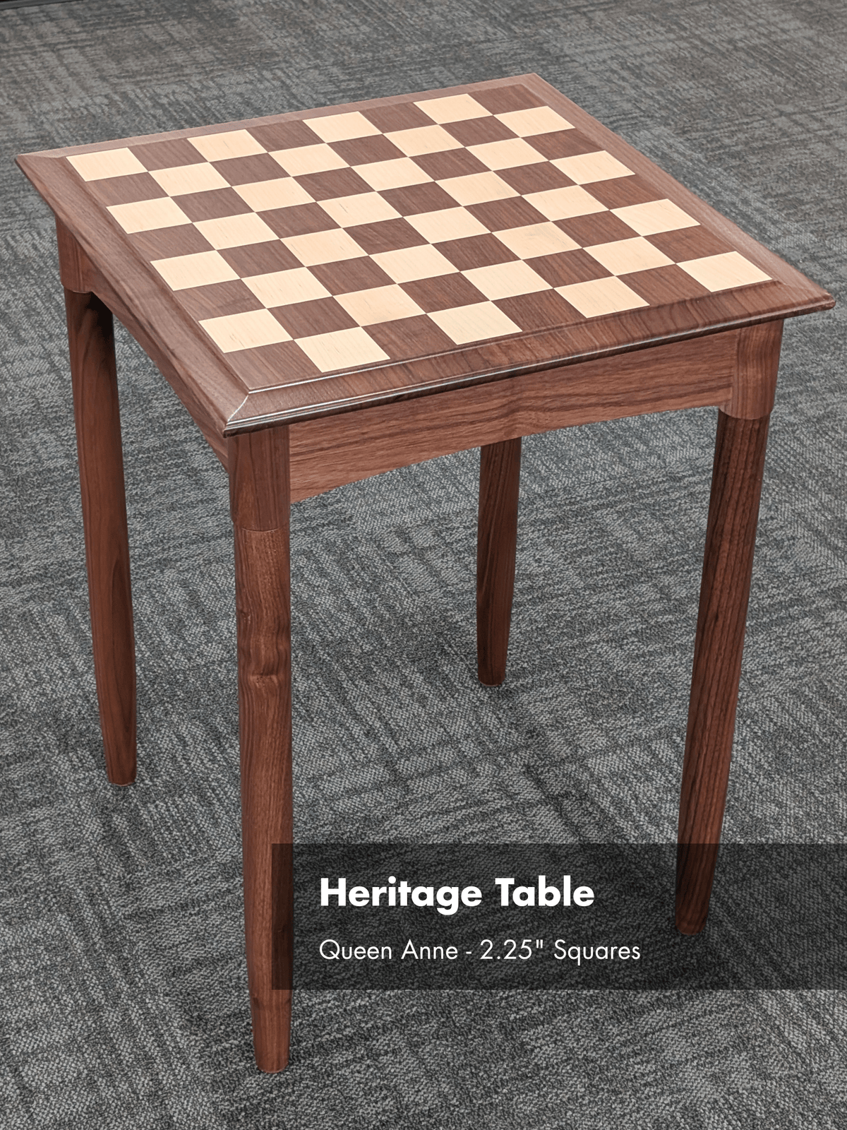 JLP Heritage Chess Table in Walnut Maple Hardwoods - US Handcrafted
