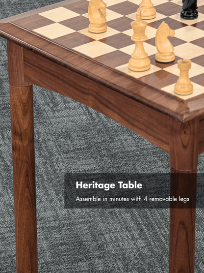 JLP Heritage Chess Table in Walnut Maple Hardwoods - US Handcrafted