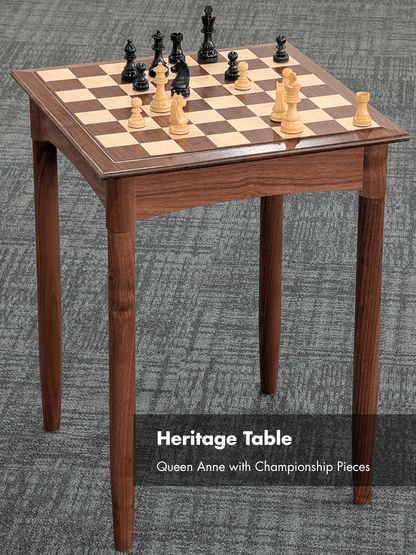 JLP Heritage Chess Table in Walnut Maple Hardwoods - US Handcrafted