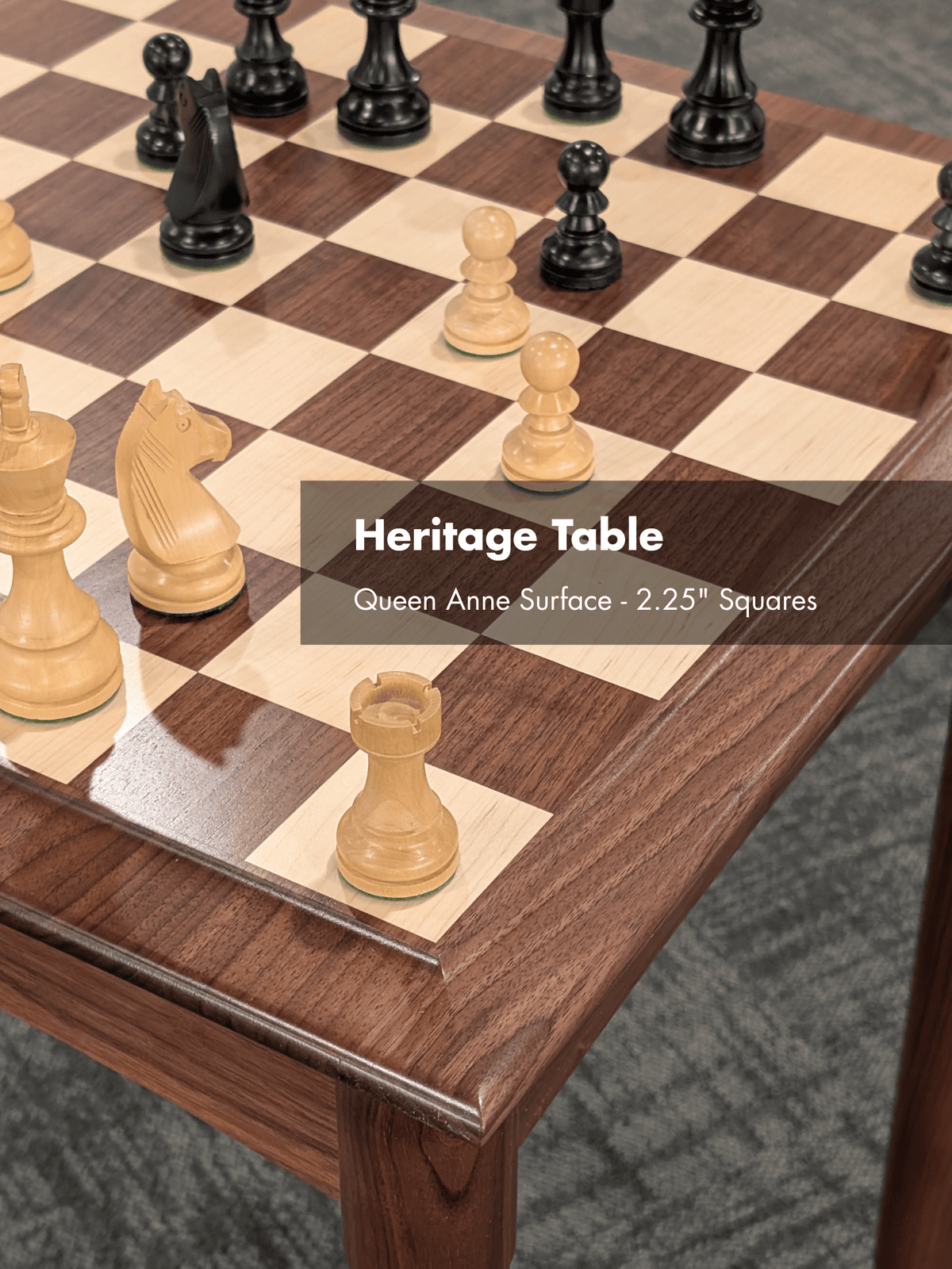 JLP Heritage Chess Table in Walnut Maple Hardwoods - US Handcrafted