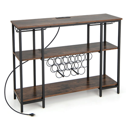 Industrial Wine Rack Wine Bar Cabinet with Storage Shelves