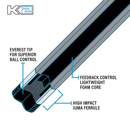 K2 Cue Matte Black and White Floating Design, Leather Lore Wrap
