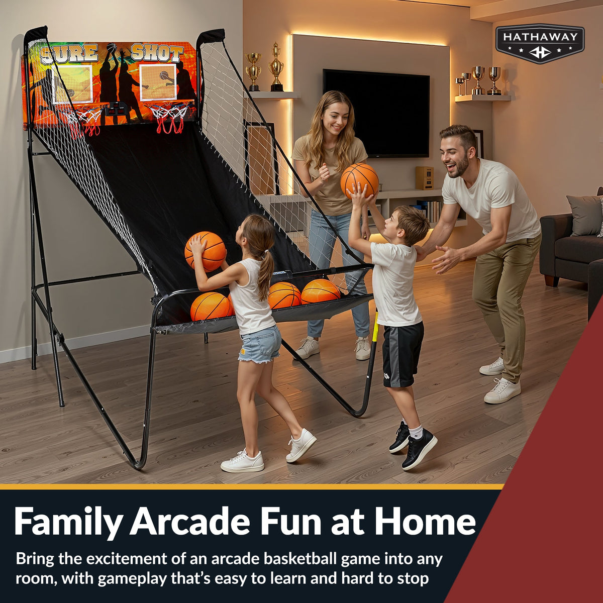 Hathaway Sure Shot 81-in Dual Basketball Arcade Game with LED Scoring
