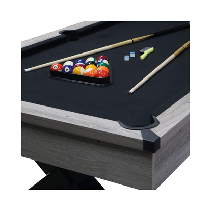 Large 84-Inch Rustic Gray Pool Table With Cues, Balls And X-Legs (SAK54361)